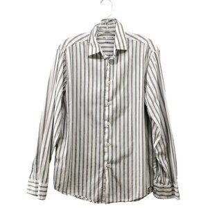 Zara Button Down Shirt Mens S Regular Fit Lightweight White Striped Long‎ Sleeve